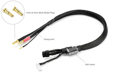 Cable para balanceo de carga 2S Muchmore Volt Meter. Conector de bala múltiple 4 y 5 mm .